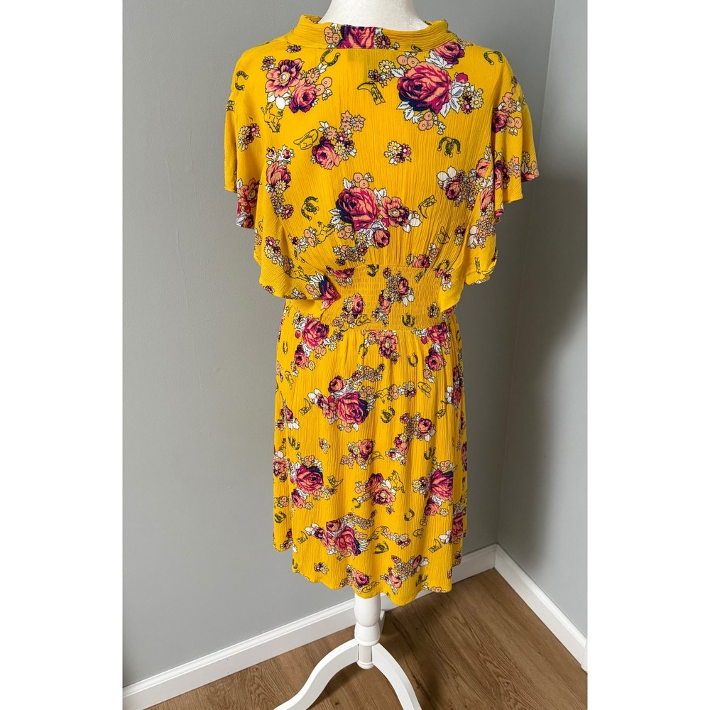 ModCloth Downhome Darling Yellow Western Cowboy Rodeo Dress w/ Slip Size Large - Picture 5 of 13